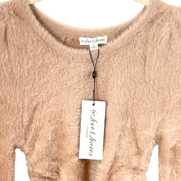 For Love & Lemons Fuzzy Mohair LS Cropped Top Small New - Picture 2 of 3